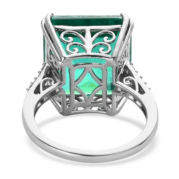 Peacock Quartz (Triplet) and White Zircon Ring in 925 Sterling Silver - Picture 8 of 9